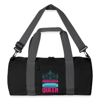 Funny Harmonica Player Queen Harmonica - Recycelte Duffel Bag - Schwarz/Graphitgrau - Vorne