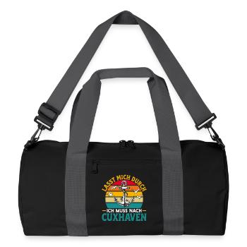 North Sea holiday LET ME THROUGH MUST GO TO CUXHAVEN - Recycled Duffel Bag - black/graphite grey - Front