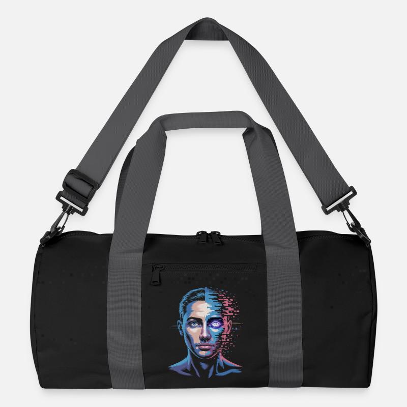 Digitaler Mensch mit Glitch-Effekt Recycelte Duffel Bag