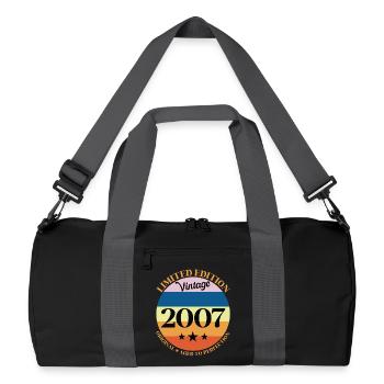 2007 Vintage-Geburtstagsgeschenk - Recycelte Duffel Bag - Schwarz/Graphitgrau - Vorne