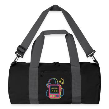 Lecteur MP3 rétro Musique des années 2000 Coloré - Sac de sport recyclé - noir/gris graphite - Devant