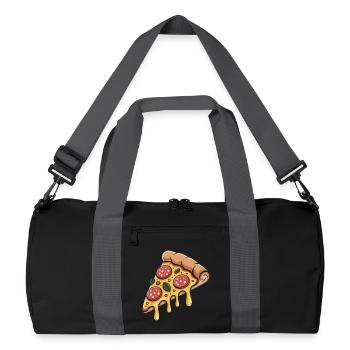 Cartoonpizza Handslice - Recycelte Duffel Bag - Schwarz/Graphitgrau - Vorne