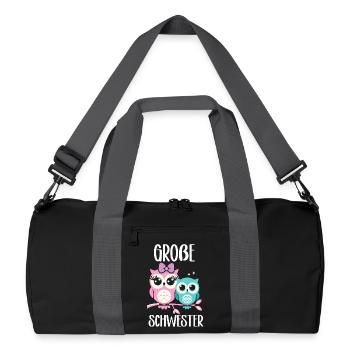 Big sister Owls Older baby Siblings - Recycled Duffel Bag - black/graphite grey - Front