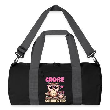Big sister Owls Older baby Siblings - Recycled Duffel Bag - black/graphite grey - Front