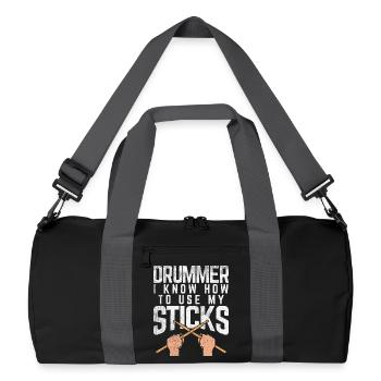 Batteur drôle, je sais comment utiliser mes baguettes artistiques - Sac de sport recyclé - noir/gris graphite - Devant