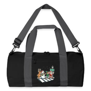 Christmas Pedestrian Crossing Parody Music Elves - Recycled Duffel Bag - black/graphite grey - Front