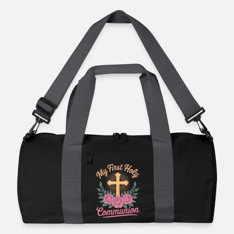 First Holy Communion Cross Roses Recycled Duffel Bag