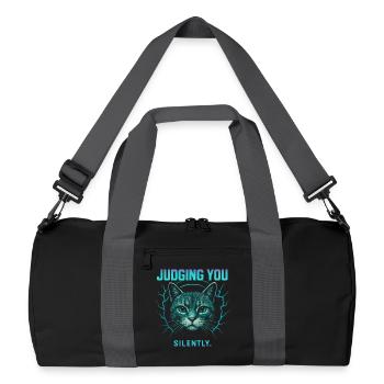 Humour félin, idée cadeau chat, animaux de compagnie drôles - Sac de sport recyclé - noir/gris graphite - Devant