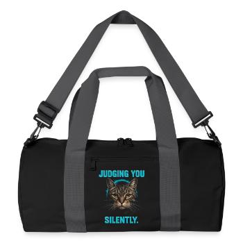 Humour félin, idée cadeau chat, animaux de compagnie drôles - Sac de sport recyclé - noir/gris graphite - Devant