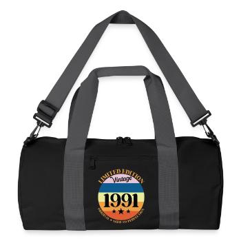 1991 Vintage Birthday Gift 91 Birthday - Recycled Duffel Bag - black/graphite grey - Front
