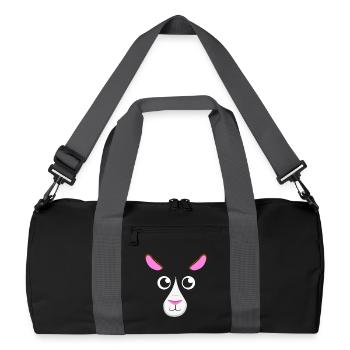 Cute Cartoon Guinea Pig Face Simple Minimalist Pet - Recycled Duffel Bag - black/graphite grey - Front