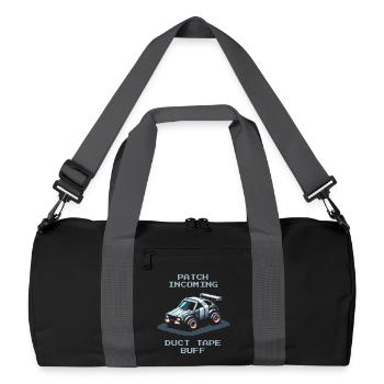 Patch: Duct Tape | RC Cars Humor - Recycelte Duffel Bag - Schwarz/Graphitgrau - Vorne
