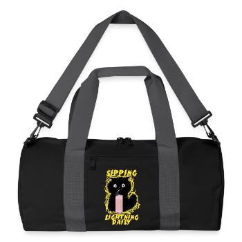Energy Drink Sipping Lightning Daily - Recycelte Duffel Bag - Schwarz/Graphitgrau - Vorne