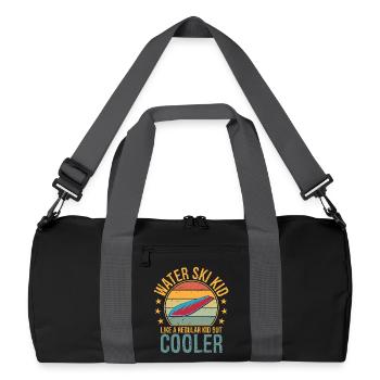 Funny Water Ski Kid Water Sports Water Skiing - Recycled Duffel Bag - black/graphite grey - Front