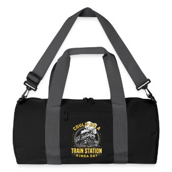 Station Day Steam Locomotive – Retro Flair - Recycled Duffel Bag - black/graphite grey - Front