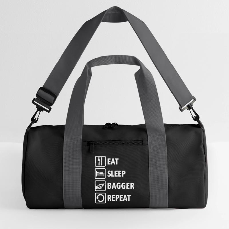 Eat Sleep Bagger Repeat - digging & digging Recycled Duffel Bag