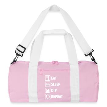 Eat Sleep Dip Repeat - Eisbaden - Winterbaden - Recycelte Duffel Bag - Rosa/Weiß - Vorne