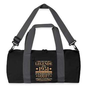 75th Birthday Perfectly aged since 1951 - Recycled Duffel Bag - black/graphite grey - Front