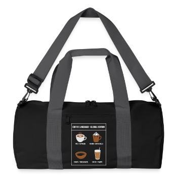 Coffee Language Global Edition - Recycelte Duffel Bag - Schwarz/Graphitgrau - Vorne
