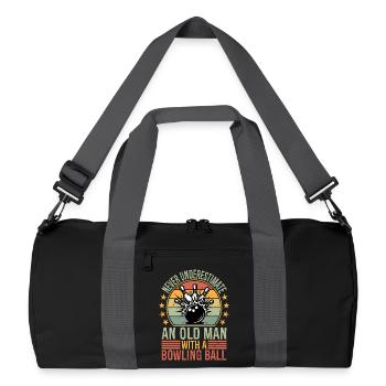 Ne sous-estimez jamais le vieux joueur de boule de bowling - Sac de sport recyclé - noir/gris graphite - Devant