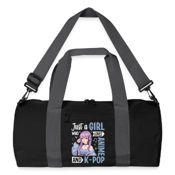 Just A Girl Who Loves Anime And K-Pop - Recycelte Duffel Bag - Schwarz/Graphitgrau - Vorne