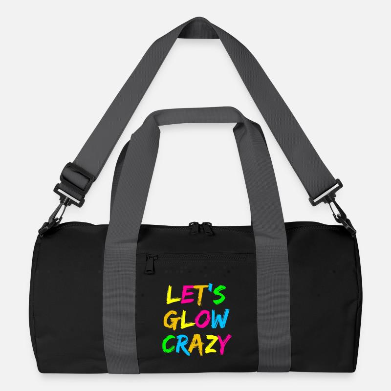 Let’s Glow Crazy – Neon Party Typography Design Recycelte Duffel Bag