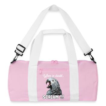 Perroquet gris d’Afrique hurlant, perroquet drôle - Sac de sport recyclé - rose/blanc - Devant