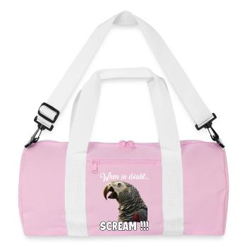 Idée de cadeau humoristique pour les gardiens de perroquets - Sac de sport recyclé - rose/blanc - Devant