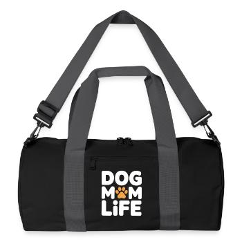 Dog Mom Life – Dog Love Saying with Paw - Recycled Duffel Bag - black/graphite grey - Front
