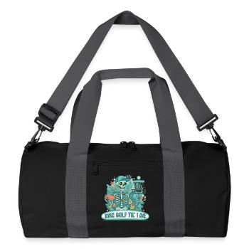 Disc Golf Til I Die Skeleton Lustiger Disc-Golfer - Recycelte Duffel Bag - Schwarz/Graphitgrau - Vorne