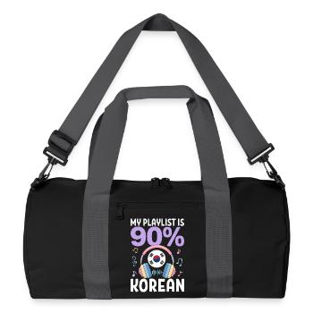 My Playlist Is 90 Percent Korean - Recycelte Duffel Bag - Schwarz/Graphitgrau - Vorne