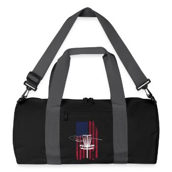 Disc Golf USA Flagge - Recycelte Duffel Bag - Schwarz/Graphitgrau - Vorne