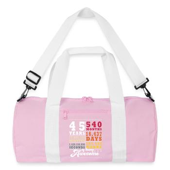 45 Years Forty-fifth Birthday - Recycled Duffel Bag - pink/white - Front