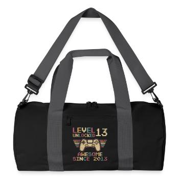 13. Geburtstag Jungen Gamer Level 13 Unlocked - Recycelte Duffel Bag - Schwarz/Graphitgrau - Vorne