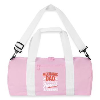 Mechanic Dad I Raised Mine Heroes Saying - Recycled Duffel Bag - pink/white - Front