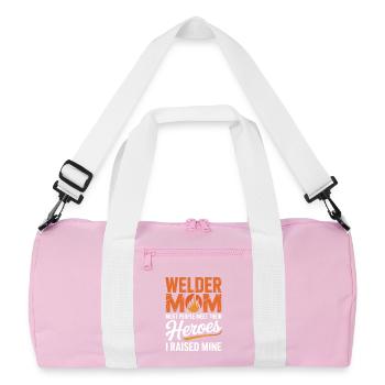Welder Mom I Raised Mine Welder Heroes - Recycled Duffel Bag - pink/white - Front