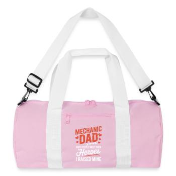 Mechanic Dad Heroes I Raised Mine Papa - Recycled Duffel Bag - pink/white - Front