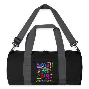 Kleine Füße Große Abenteuer - Recycelte Duffel Bag - Schwarz/Graphitgrau - Vorne