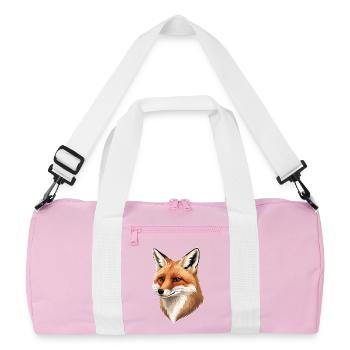Fuchs Kopf Illustration: Warme Naturtöne - Recycelte Duffel Bag - Rosa/Weiß - Vorne