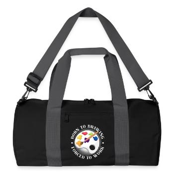 Funny Art Painter Born To Drawing Forced To Work - Recycelte Duffel Bag - Schwarz/Graphitgrau - Vorne