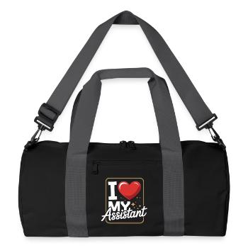  I Love My Assistant Herz Motiv für Büro - Recycelte Duffel Bag - Schwarz/Graphitgrau - Vorne