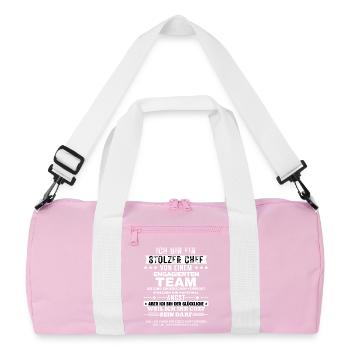 Stolzer Chef von einem engagierten Team - Recycelte Duffel Bag - Rosa/Weiß - Vorne