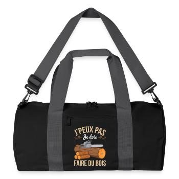 Ich kann nicht, ich muss Wood Forester-Humor machen - Recycelte Duffel Bag - Schwarz/Graphitgrau - Vorne