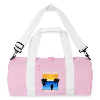 Lustiges Urlaubs & Surfer Design - Recycelte Duffel Bag - Rosa/Weiß - Vorne