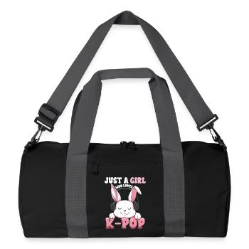 K-Pop Bunny with Headphones - Recycled Duffel Bag - black/graphite grey - Front