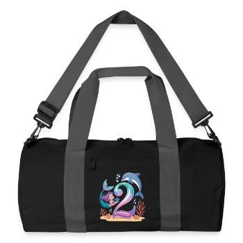 Meerjungfrau 2. Geburtstag 2 Jahre - Recycelte Duffel Bag - Schwarz/Graphitgrau - Vorne