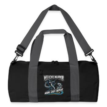 Weekend Warrior Hook Cast Repeat Angler - Recycelte Duffel Bag - Schwarz/Graphitgrau - Vorne