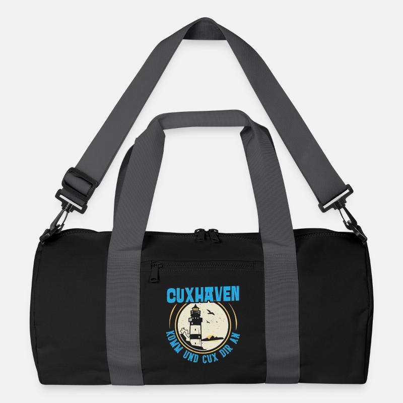Nordsee Urlaub CUXHAVEN KOMM UND CUX DIR AN Lustig - Recycelte Duffel Bag - Schwarz/Graphitgrau