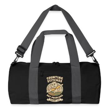 Compter les mailles, pas les problèmes, la vie au crochet drôle - Sac de sport recyclé - noir/gris graphite - Devant