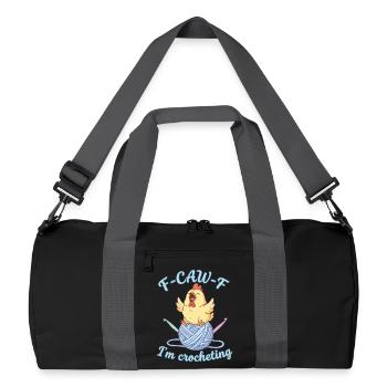 Lustiger Häkelliebhaber F KRAW F ICH HÄKELE - Recycelte Duffel Bag - Schwarz/Graphitgrau - Vorne